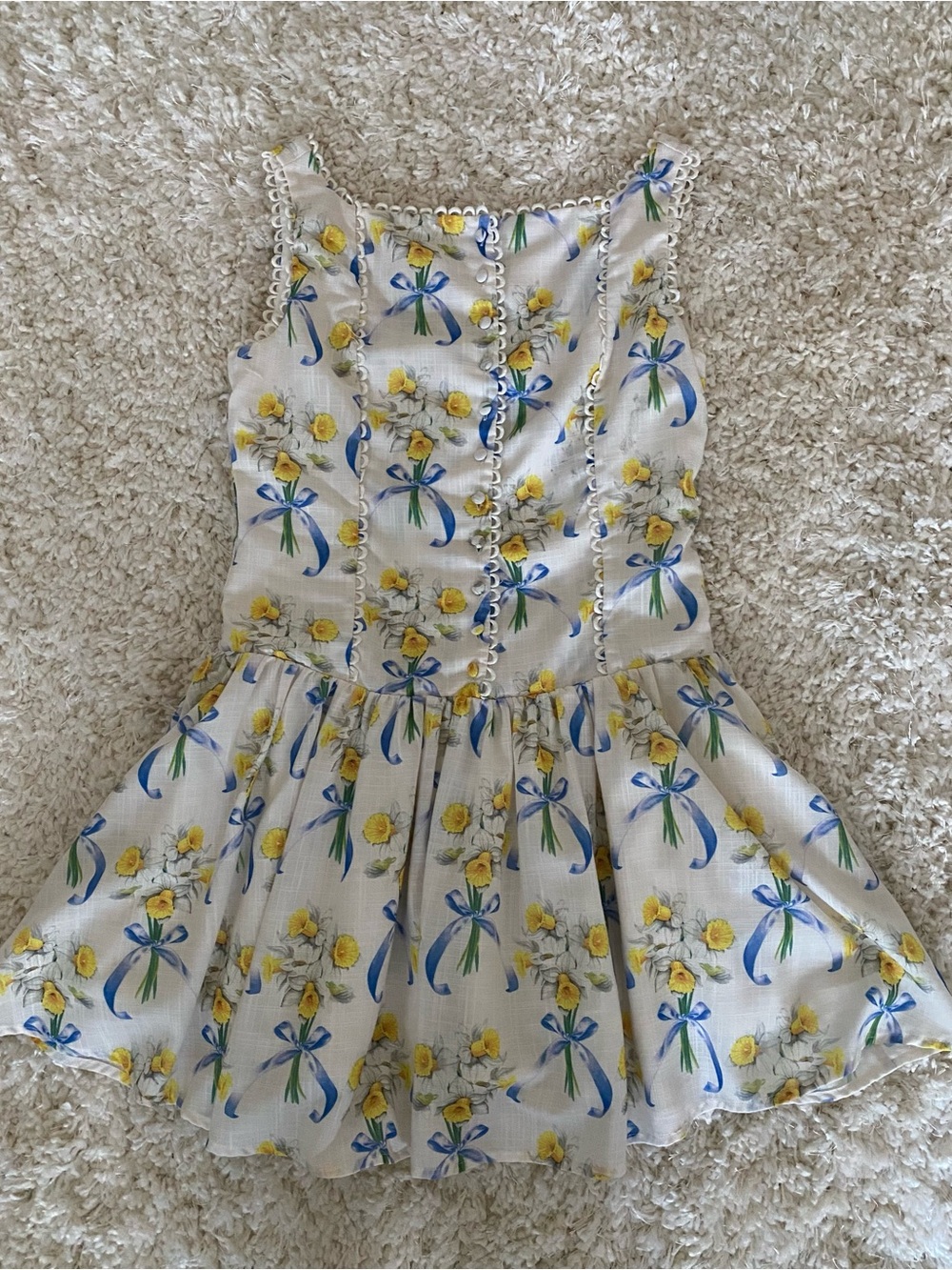 En Saison Daffodil Bunches Floral Bow Mini Dress